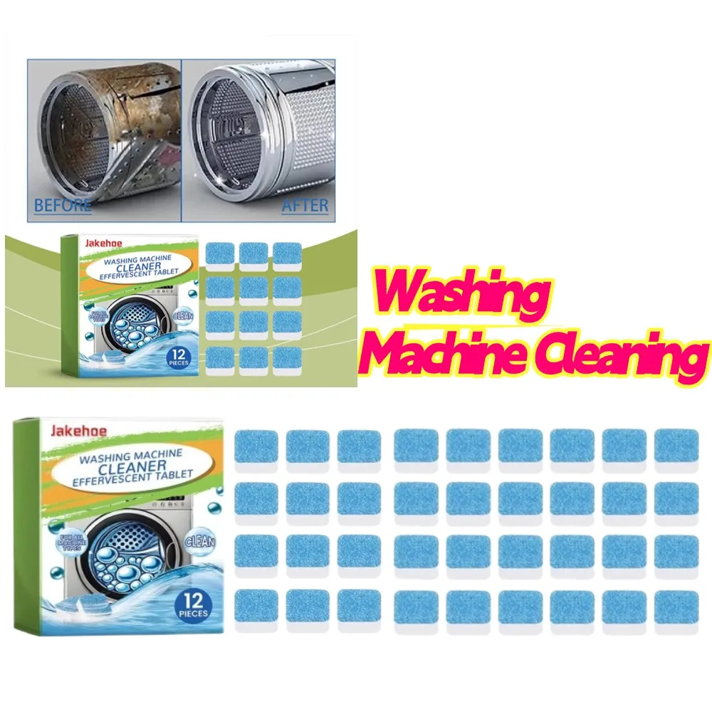 

12PCS Washing Machine Cleaning Effervescent Tablets Deeply Cleans Stubborn Dirt Eliminates Odors Mild No Residue For All Models