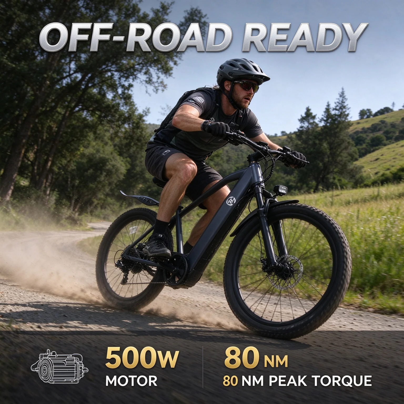 Adventure Adult Ebike 24 Inch Tire,500W Motor,48V Power Supply,7-Speed Shift,Venus2 Display,5 Power Levels,LED Headlight,Bonus Mudguards & Tool Kit,Built for Overlanding & Camping RV Trips, Powerful for Hill Climbing Trails