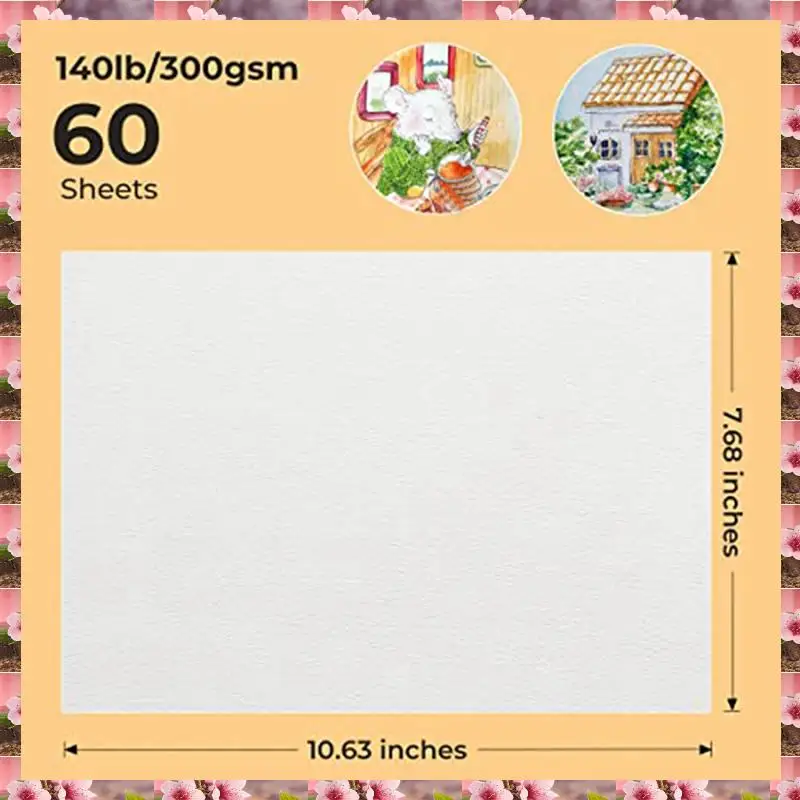 

2025 60 Sheets Cold Press 50% Cotton&140Lb /300Gsm Acid-Free Bulk White Paper Art Paper (10.63 X 7.68 Inch),60 Sheets Cold Press