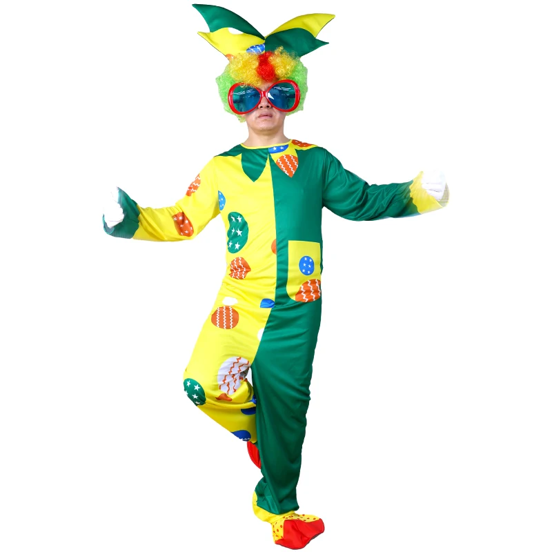 Costumi da Clown colorati da circo per adulti divertenti Joker abbigliamento fantasia festa di carnevale Performance sul palco senza