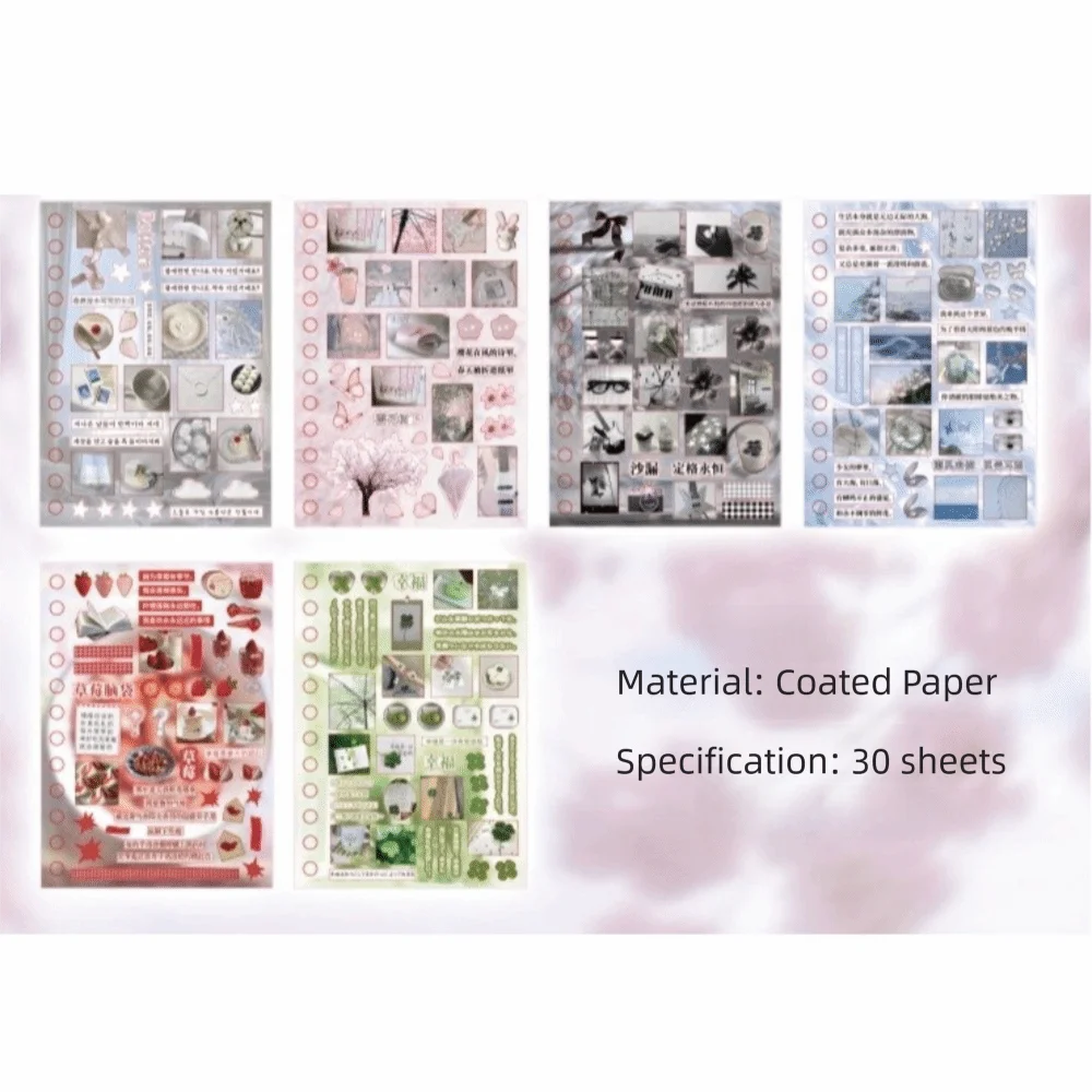 Cute Die-cut 3D Sticker Book Cartoon Style Cut Film Coil DIY Scrapbook Stickers Collage Material Wind-Cut Film Die-cut Stickers