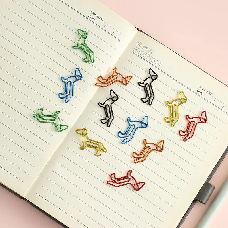 Multicolor Dachshund Shaped Metal Paper Clips, Creative Animal Bookmark Clips for Office Document Organization and Stationery