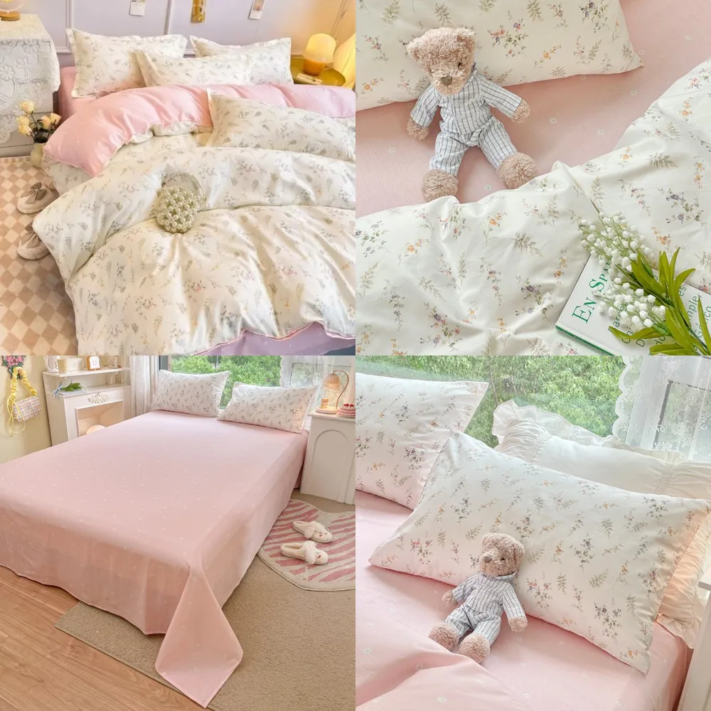 

Soft and Cozy Pink Floral Patterned Bedding Set - Twin Full Queen Size for Women and Girls - Includes Duvet Cover with Filling,