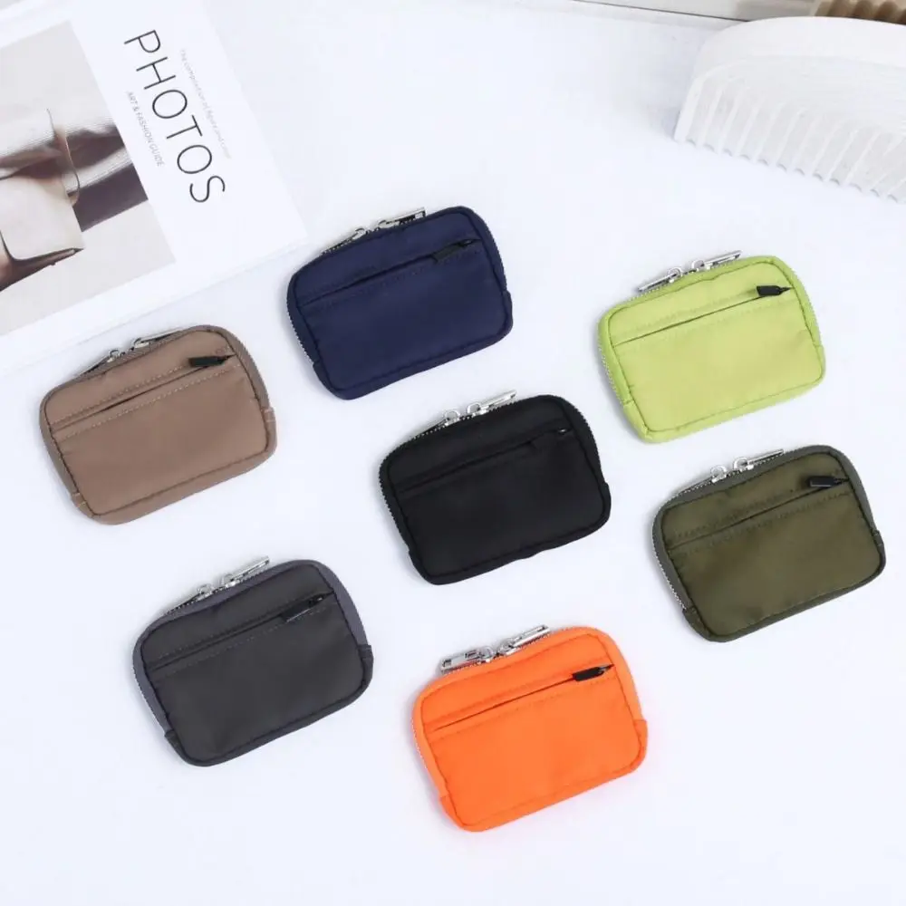 Fashion Canvas Coin Purse Card Holder Zipper Storage Bag Solid Color Backpack Hanging Bag Male