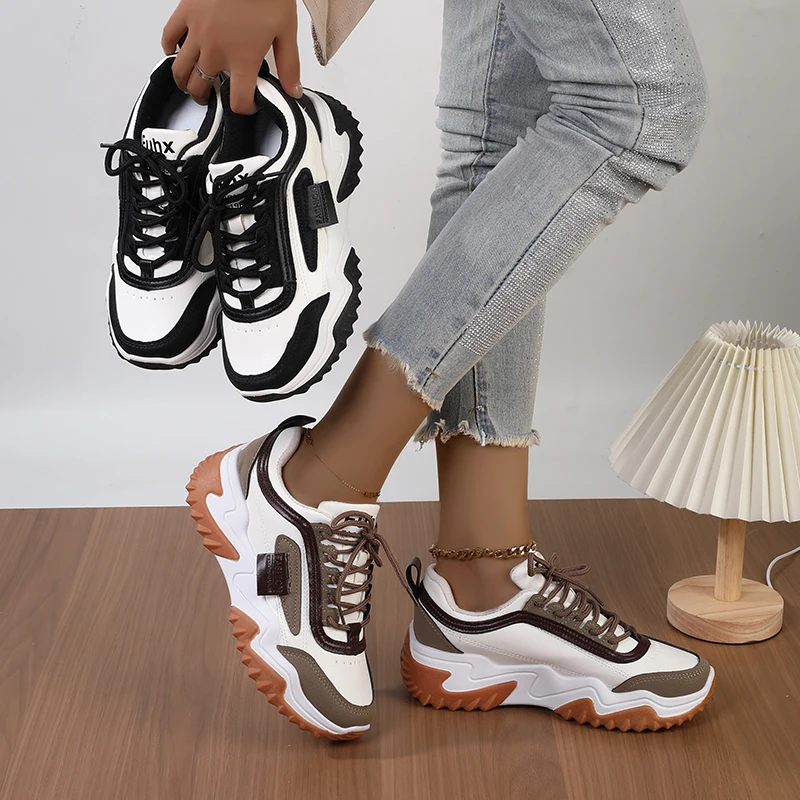Women's ShoesinsDad shoes2025New Spring and Autumn Versatile Thick-Soled White Sneakers Internet Celebrity Hot-Selling Casual Sp