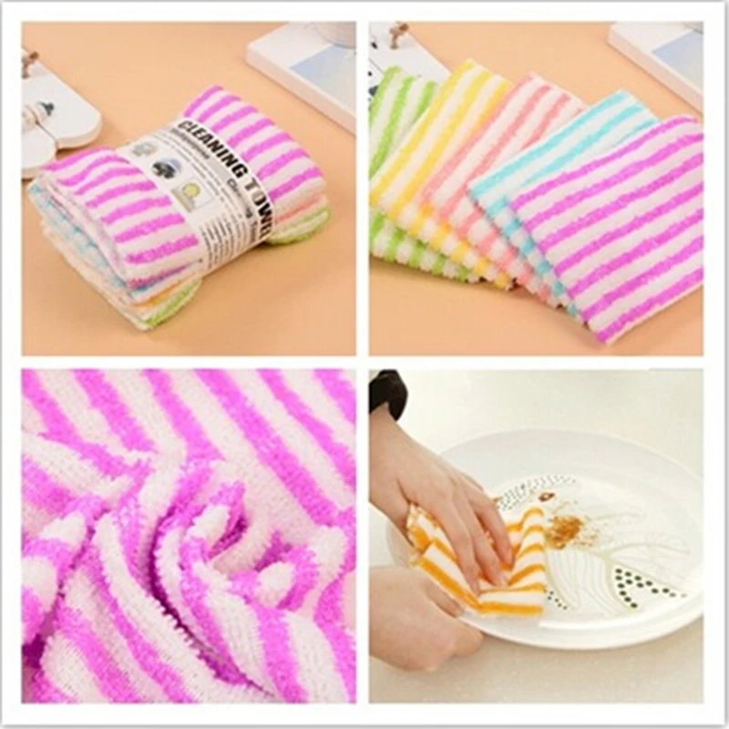 5pcs Microfiber Anti-grease Color Dish Cloth Fiber Washing Towel Kitchen Cleaning Wiping Rags Towel Pano De Prato