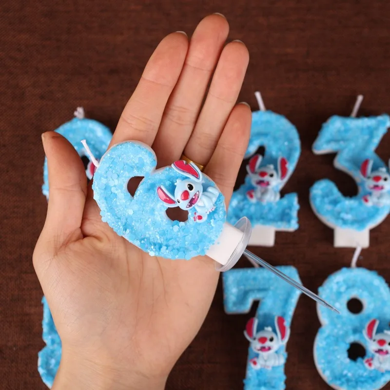 شمعة عيد ميلاد رقمية كرتونية زرقاء اللون لتزيين كعكة عيد الميلاد وأعياد الميلاد شمعة مصنوعة يدويًا