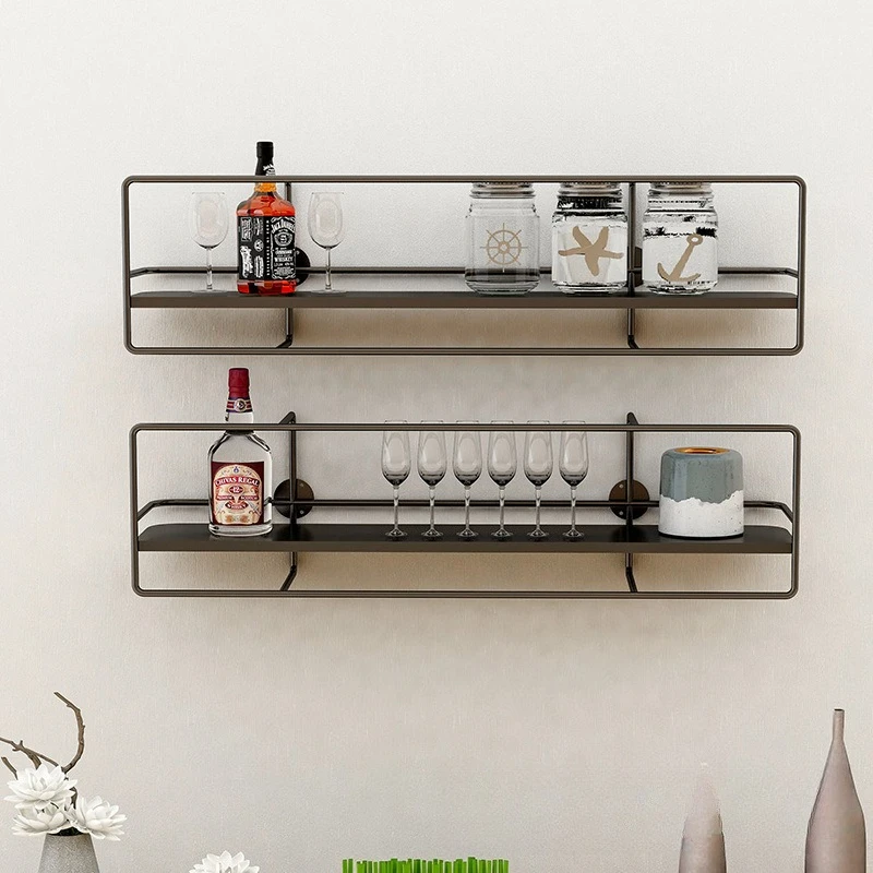 Wrought iron wall shelf simple modern bedroom sofa TV wall background baffle wall decoration bookshelf