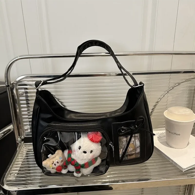 Y2k Harajuku Schultertasche für Damen Koreanische Transparente Ita-Tasche Schul-Umhängetasche Japanische Designer Preppy Handtasche Geldbörse – Detail 14
