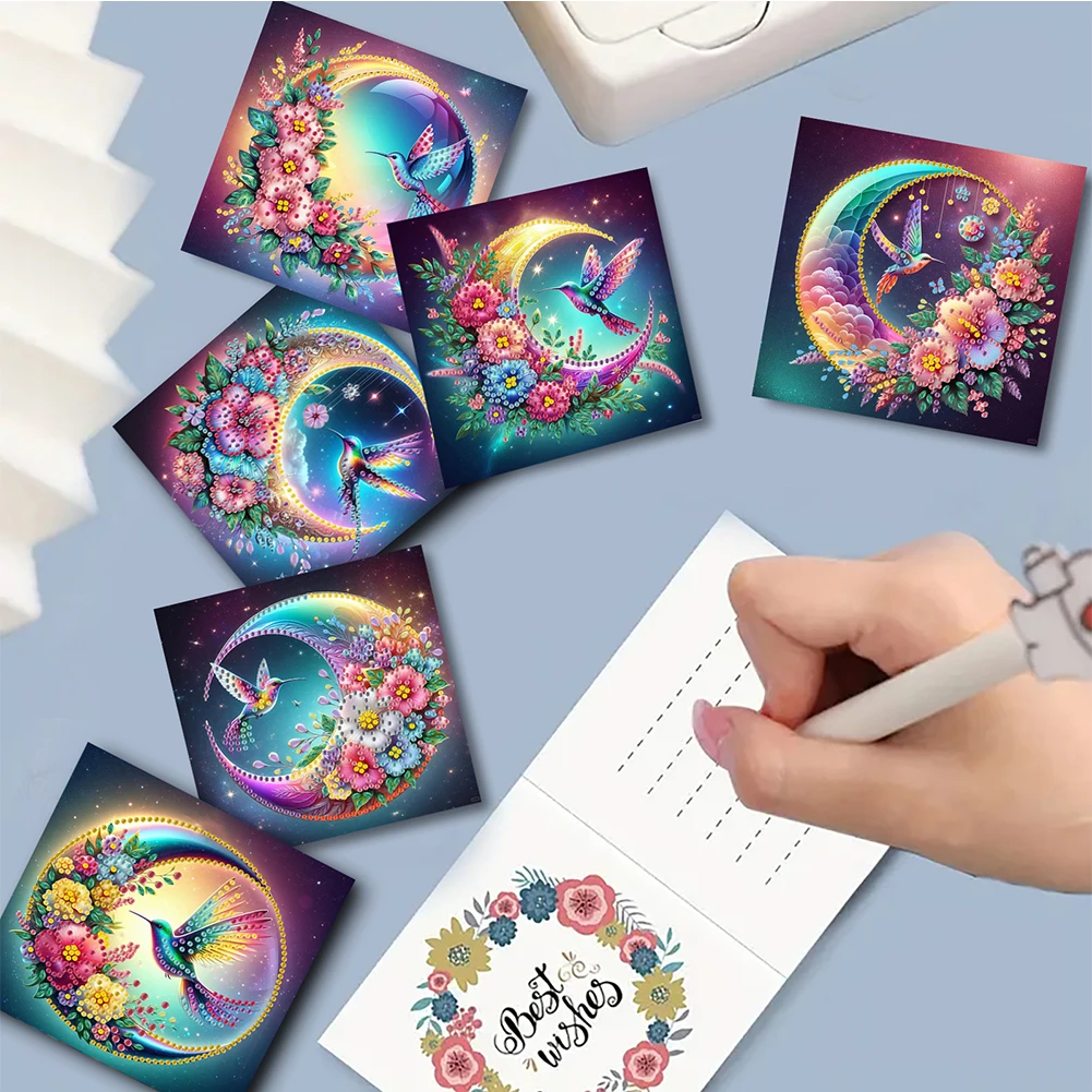 

6Pcs Butterfly DIY Diamond Painting Card Rhinestone Painting Card Kit Diamond Painting Greeting Card for Family Friends Gift
