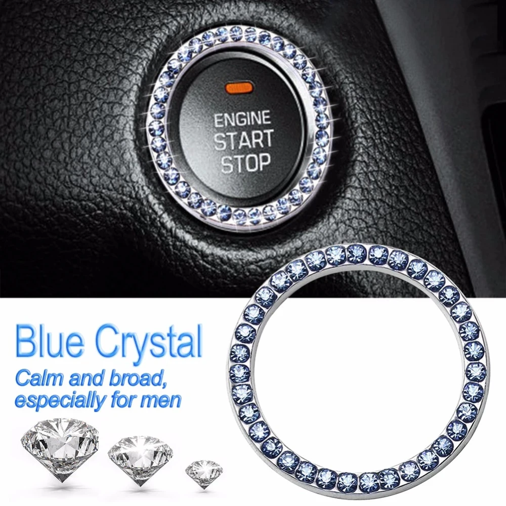 Crystal Ring Circle Trim Cover Switch Button Decor Start Stop Engine Decorative Diamond Ring Car Start Decorative Circle