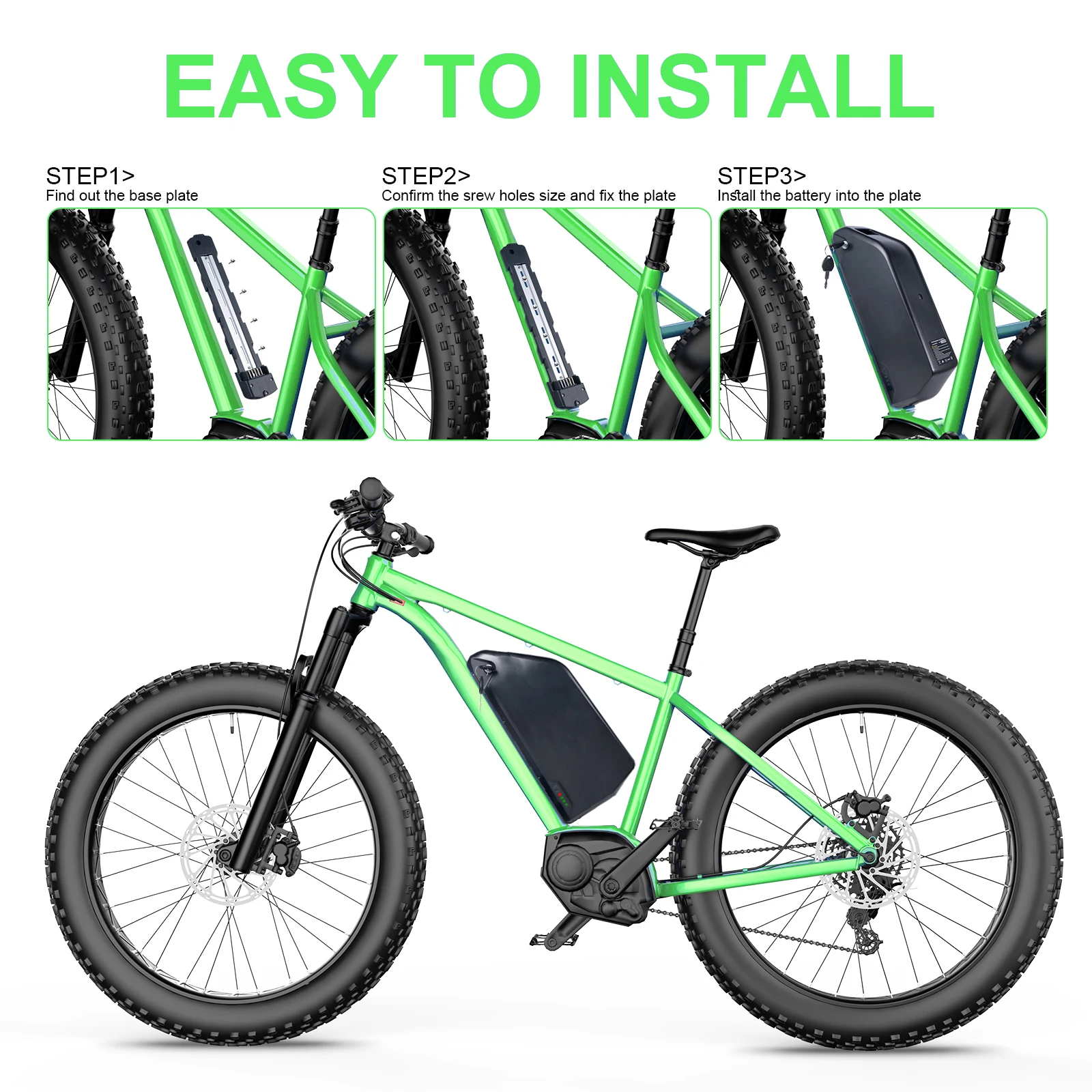 Polly Hailong EBike Battery 36V 48V 52V 20Ah 25Ah Electric Bicycle Bateria Li-on Pack for 1500W 1000W750W 500W 350W Motor Kit