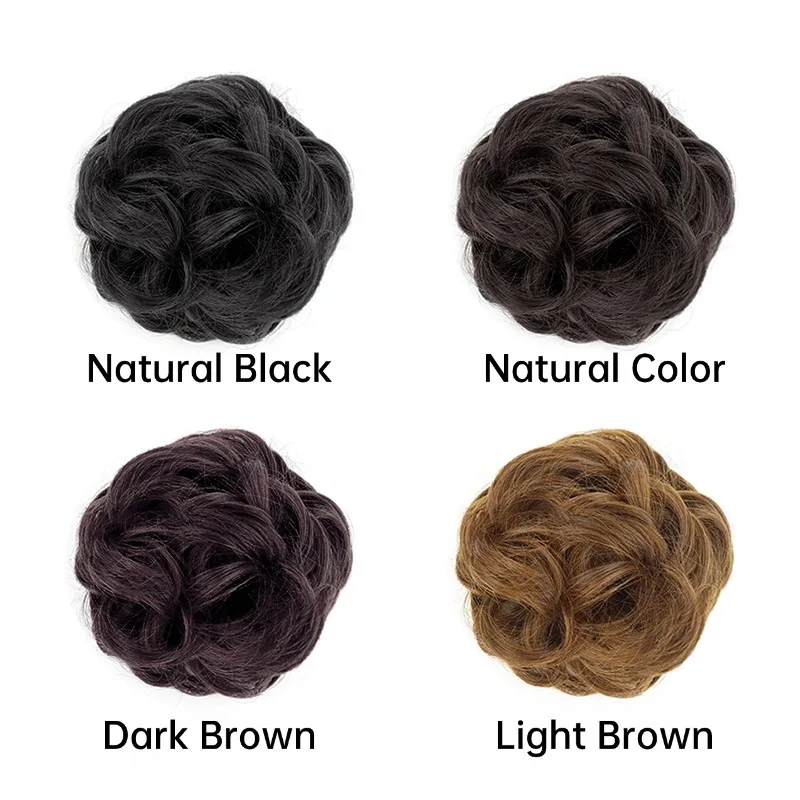 여성용 가발 푹신한 묶음 머리 스타일 도넛 가발 합성 섬유 가발