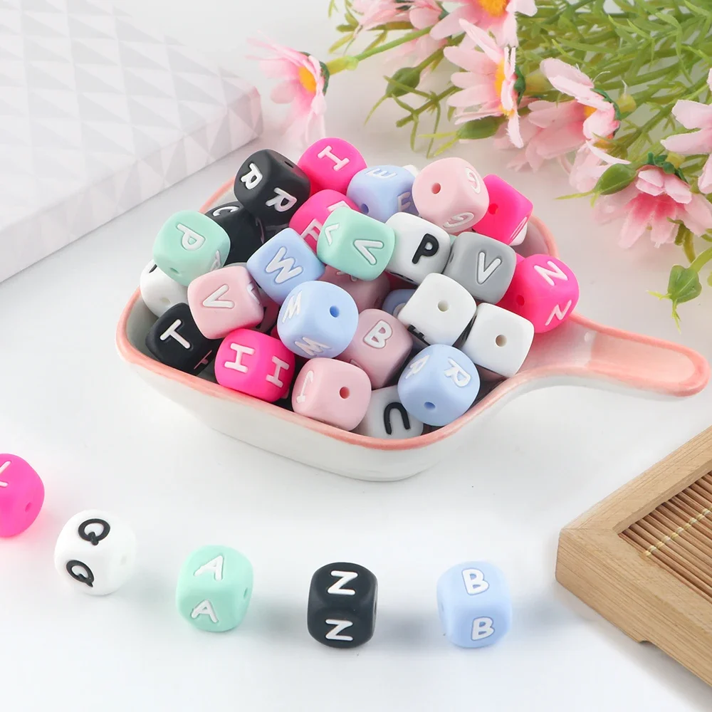 Sunrony 500Pcs Silicone Letters Beads For Jewelry Making Bulk 12MM DIY Personalized Jewelery Beads Letters For Bracelet