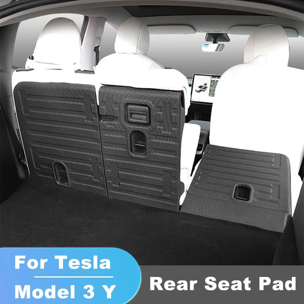 

For Tesla Model Y / 3 Seats Anti-Kick TPE Pad Cover Rear Row Seats Back Protector Dirtyproof Seat Back Cover