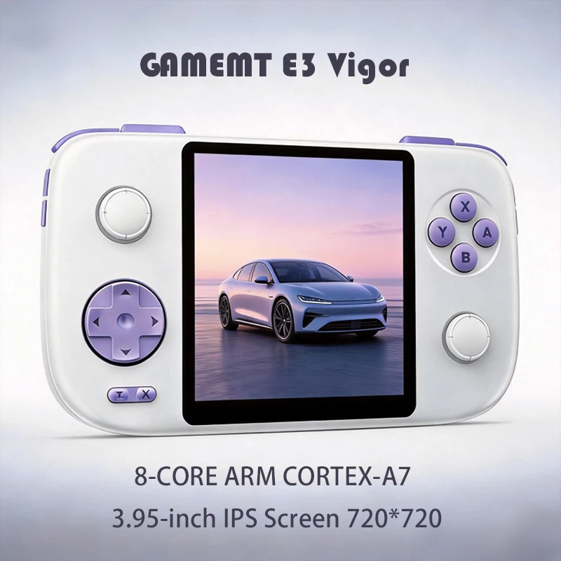 NEW GAMEMT E3 Vigor 3.95-inch 720*720 IPS Screen Retro Handheld Game Console 8-CORE ARM CORTEX-A7 5000mAh High-capacity Battery