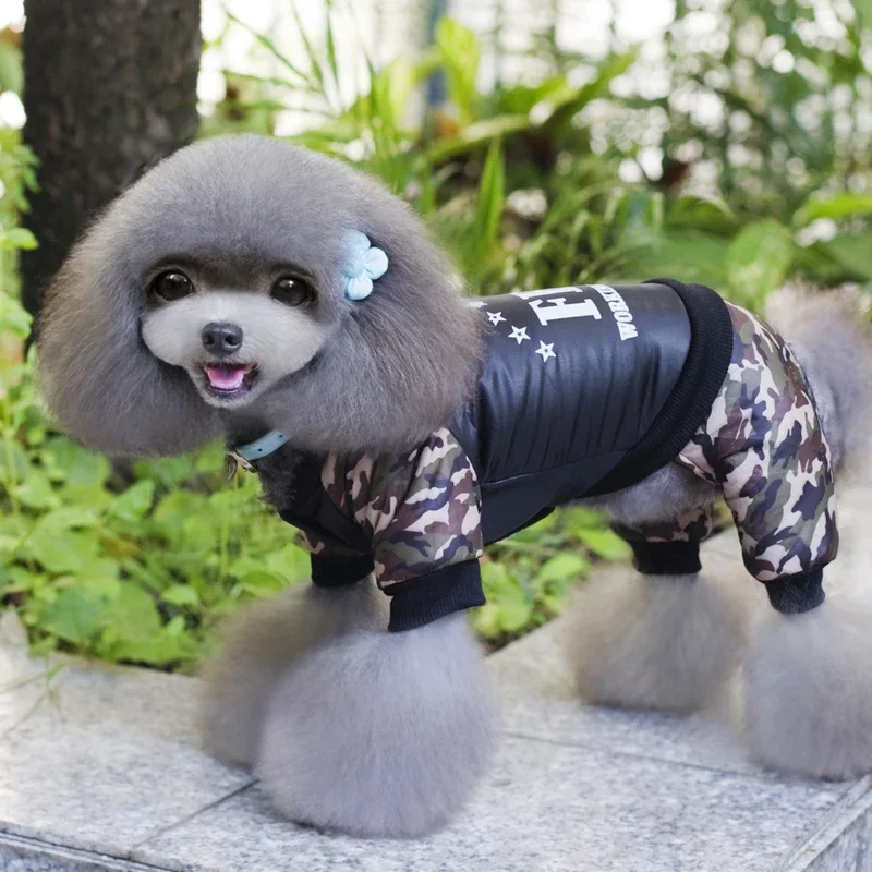 Cool FBI-Thickening Dog Jumpsuit, Pet Clothes, Overall, Puppy Costume, Warm Winter Clothing for Boy Dogs