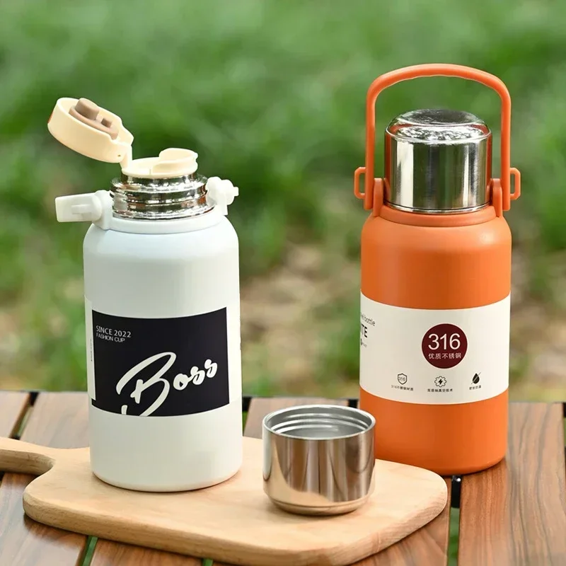 Portable Stainless Steel Coffee Thermos Bottle, Water Cup, Large Capacity, Insulated Kettle, Hot Cold Bottle with Tea Filter