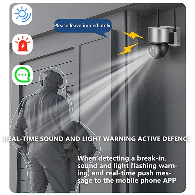 

Solar-Powered CCTV Security Camera 5MP Night Vision Two-Way Audio CMOS Sensor 4G Sim Card Access Low Power Outdoor Wifi Ptz
