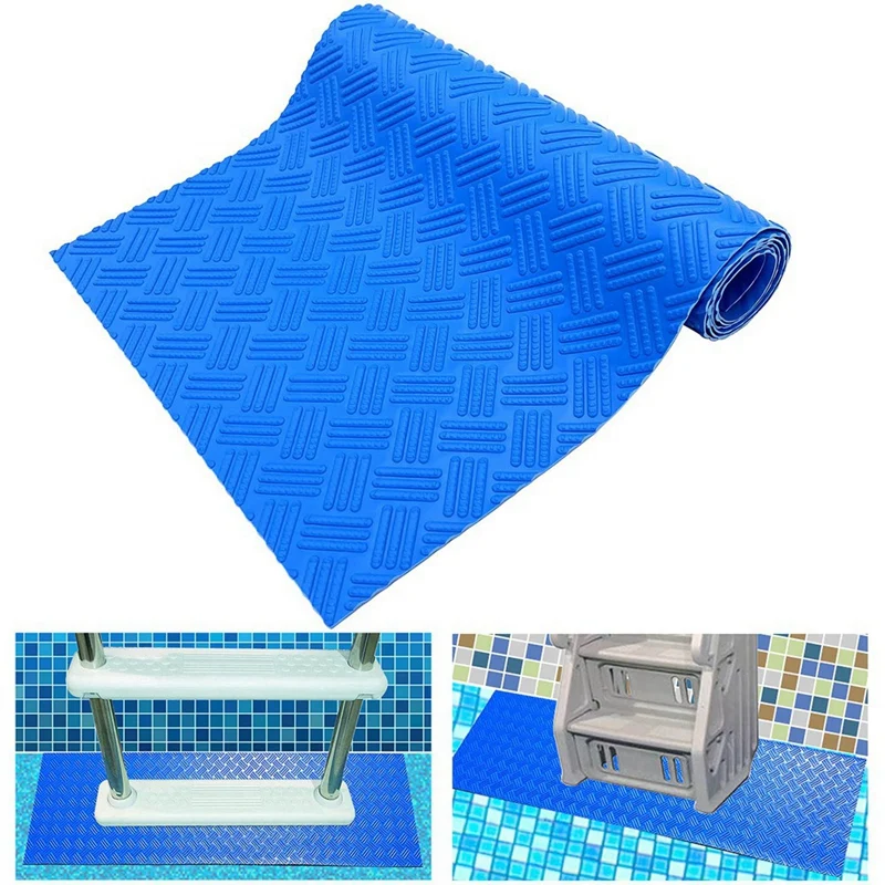 16X36in Pool Ladder Mat-Swimming Pool Step Mat+Non-Slip Texture-Ladder Pad For Above Ground Pools Liner And Stairs