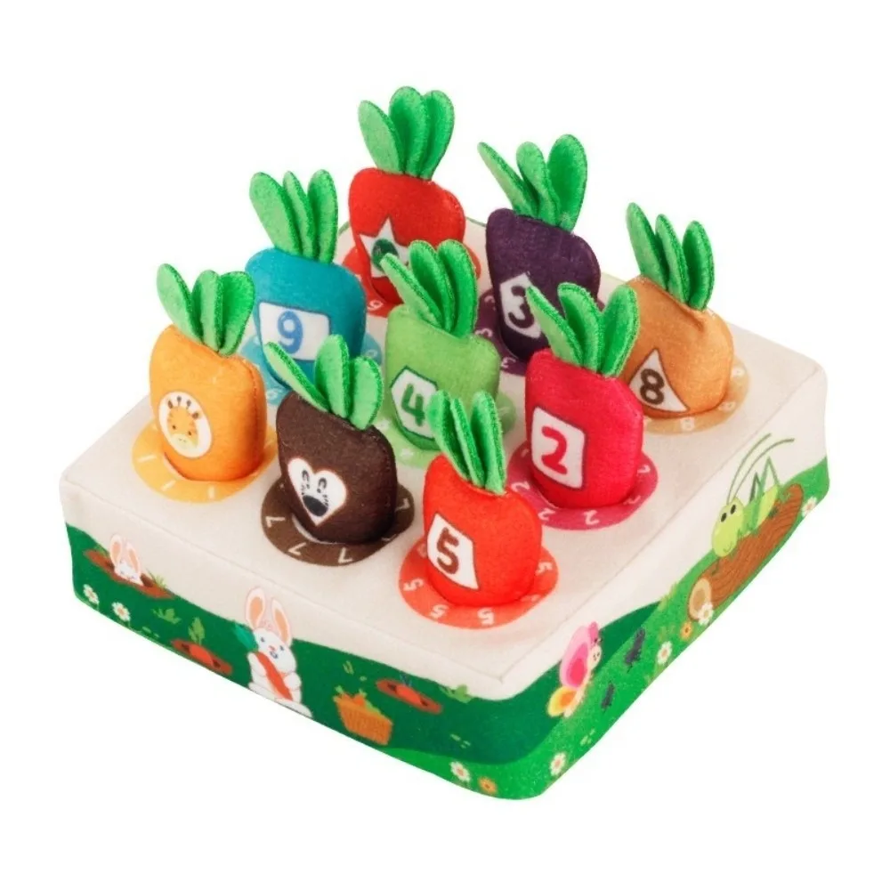 Soft Plush Radishes Toy Set Shape Matching Animal Pattern Radishes Montessori Toy Colorful Number Recognition