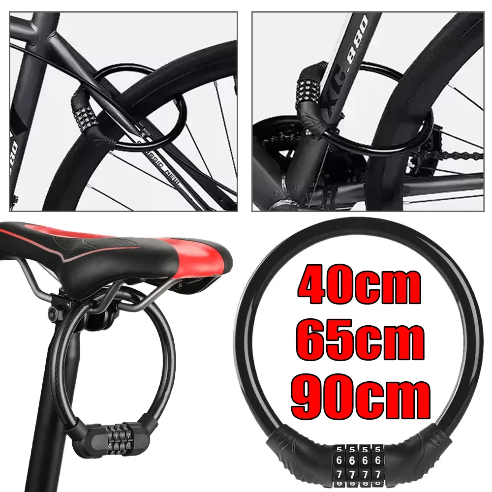 Anti-theft Bicycle Safety Lock Portable 4-digit Combination Mountain Bike Safety Lock Durable Thick Steel Motorcycle Accessories
