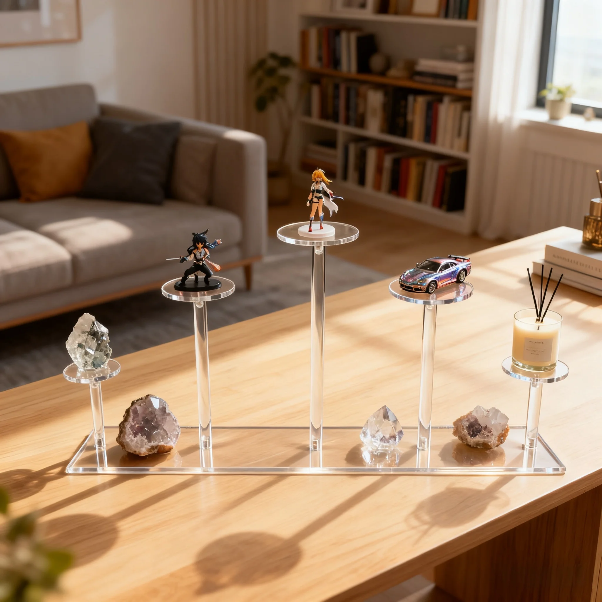 A Set Of 5 Heads Acrylic Display Stand, Used For Placing Jewelry, Collectibles, Multifunctional Display Stand For Accessories