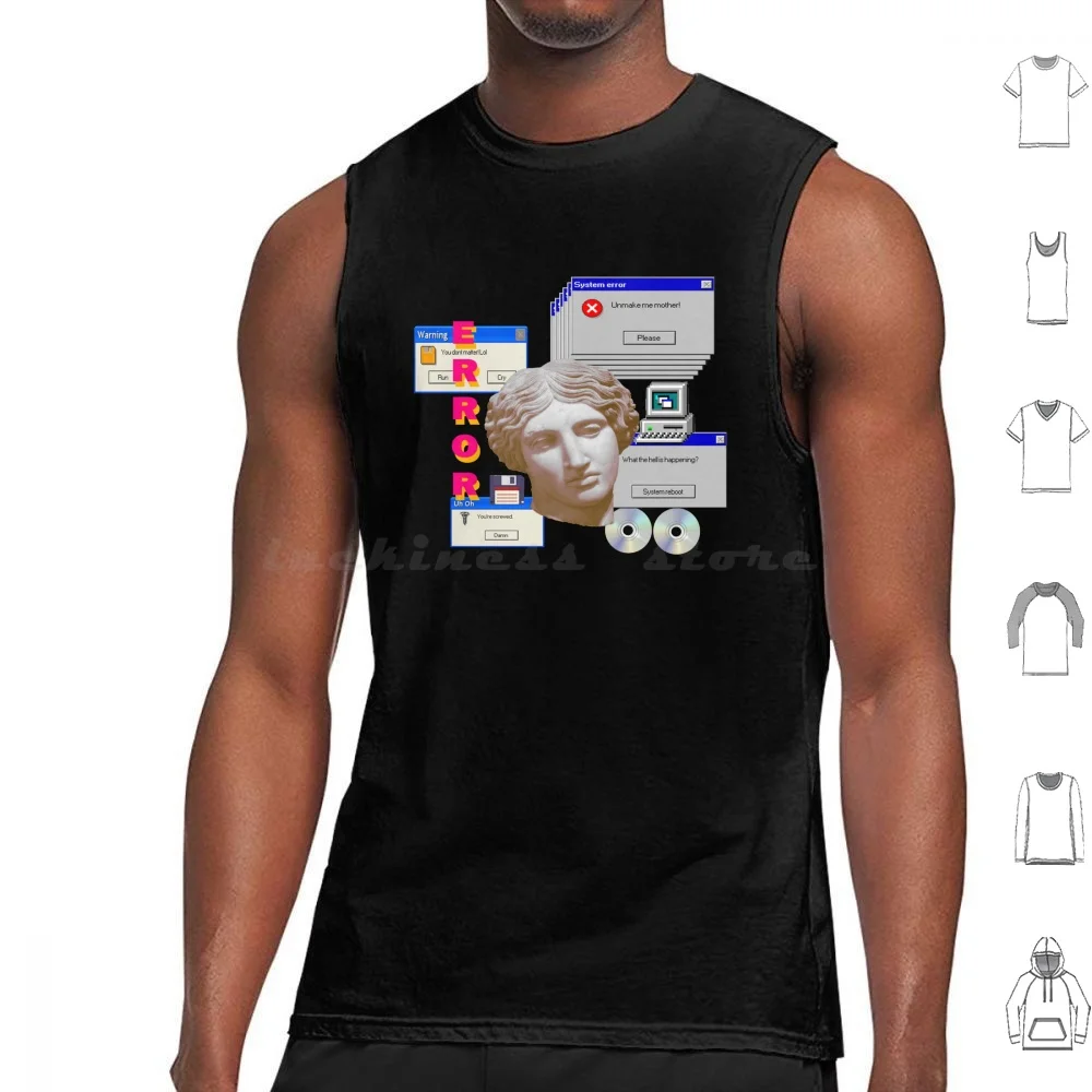 System Error! Tank Tops Vest Sleeveless Windows Computer Vaporwave Aesthetic Error Message Funny Pc Nerd Bsod Windows 98 90s