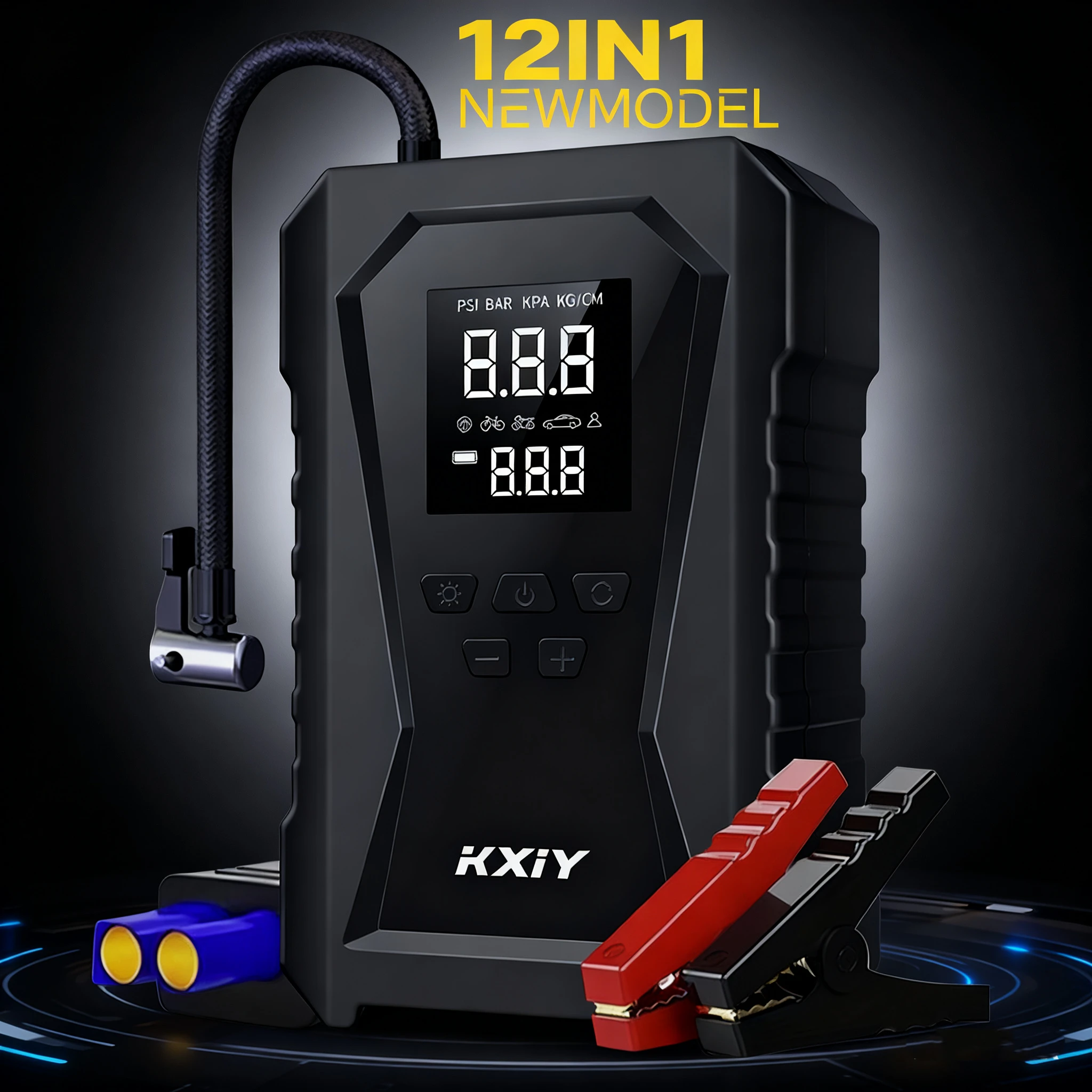 

Emergency Jump Starter and Tire Inflator and Monitoring Essential Tools High Power Real 8000mAh Capacity CarTool 12in1 DM10 New