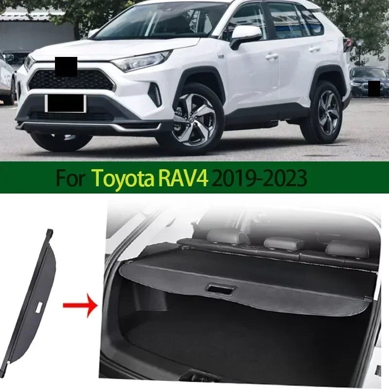 Car Trunk Cargo Cover for Toyota RAV4 2019-2023 Retractable Trunk Cargo Luggage Sunshade Curtain Security Privacy Accessories