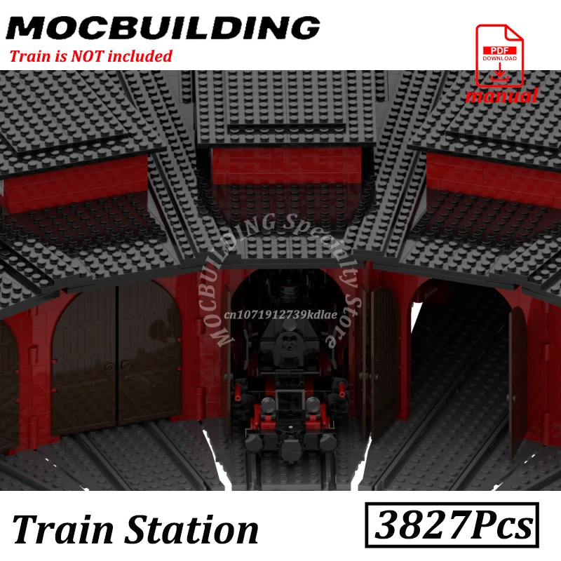 قطار ديبوت نموذج ملحقات السكك الحديدية السكك الحديدية Moc بنة عرض مجموعة لتقوم بها بنفسك لعبة الطوب هدية عيد الميلاد الحاضر