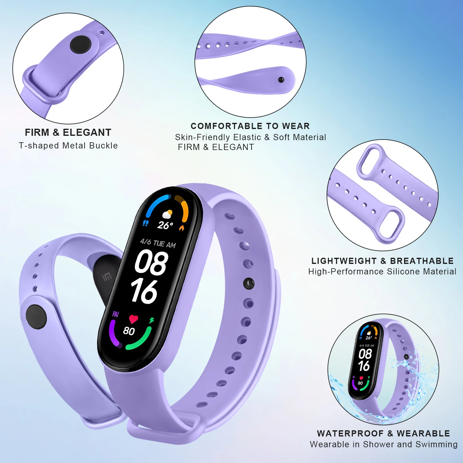 Strap for Miband 7 6 5 Silicone Xiaomi Watchband Amazfit Band5 Bracelet for Sport Wristband Mi Band 7 6 5 Smartwatch Accessories