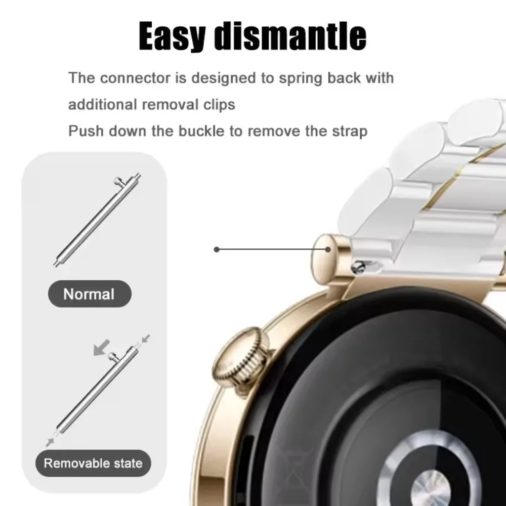 화웨이 시계 GT5 프로 42mm GT5 41mm 편안한 밴드에 대한 18mm 세라믹 + 금속 스트랩 화웨이 시계 GT4 41mm 교체 가능한 팔찌