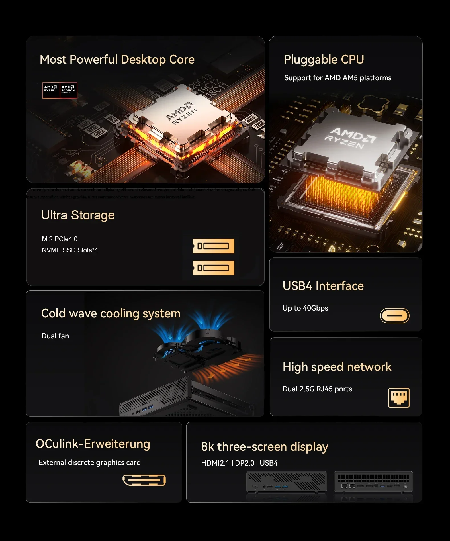 MINISFORUM MS-A1 Mini PC Barebones Mini Desktop Computer No CPU/RAM/SSD/OS OCulink Support AMD AM5 Socket CPU DIY Gaming Mini PC