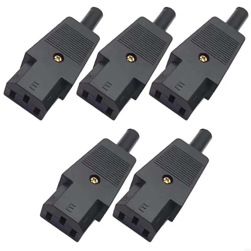 462B 5pcs IEC 320 مستقيم كابل Socket C13 C14 موصلات سوداء قابلة للتشكيل