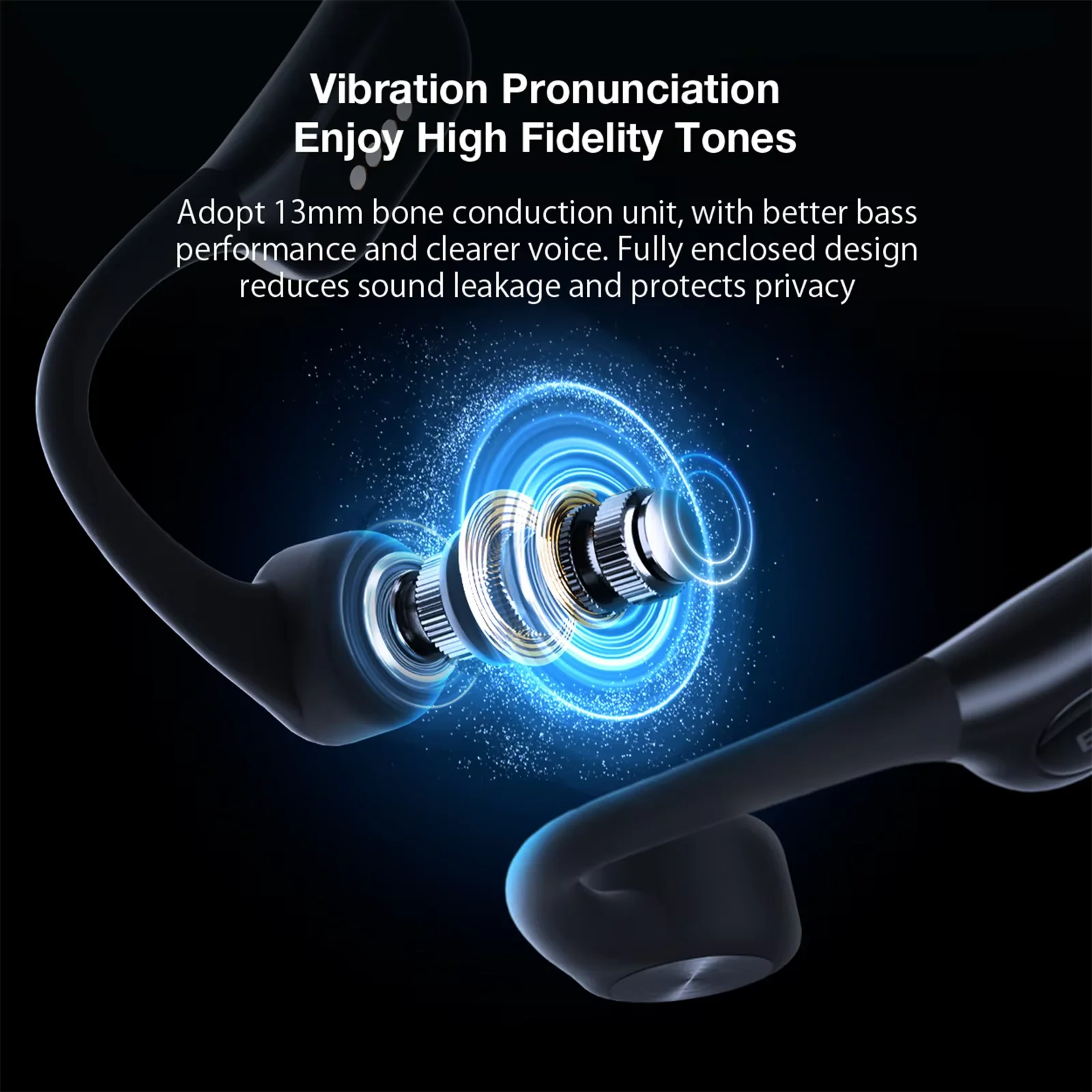 BlitzWolf BW-BTS9 auriculares bluetooth V5.3 auriculares de conducción ósea con memoria integrada de 32GB IPX8 impermeable comodidad de silicona suave