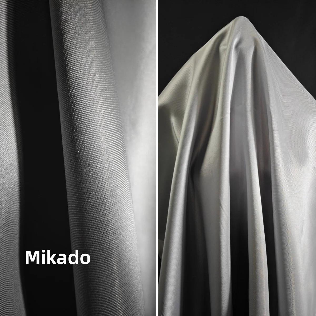 

Серебристо-серая саржевая атласная ткань Mikado, пришитая для свадебного платья принцессы, вечернего платья, ткань, дизайнерская ткань «сделай сам»