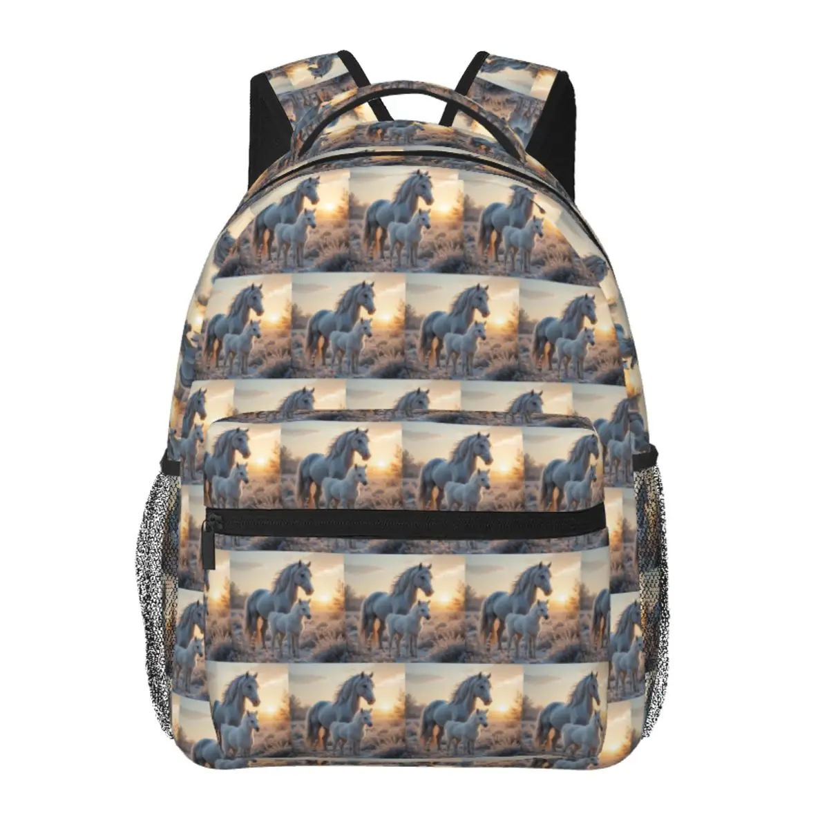 

Winter Horses Backpack Student Boys Girls BookBag Children School Bag Computer Shoulder Bags for Men Women