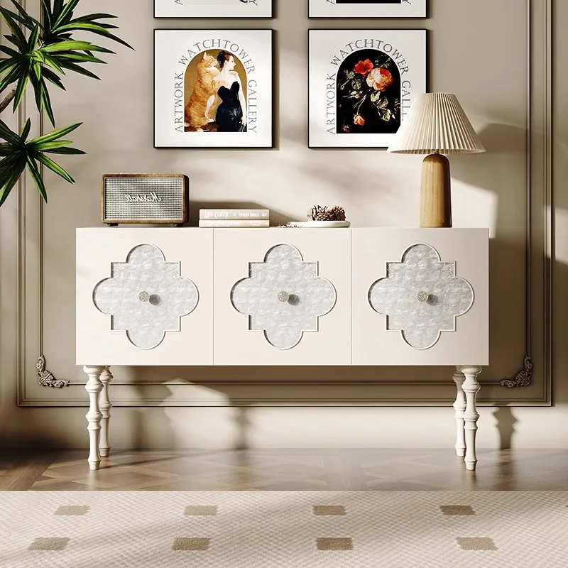French Cream Wind Solid Wood Entrance Cabinet Entry Hall Cabinet Advanced Storage Designer Shell Dining Side Cabinet