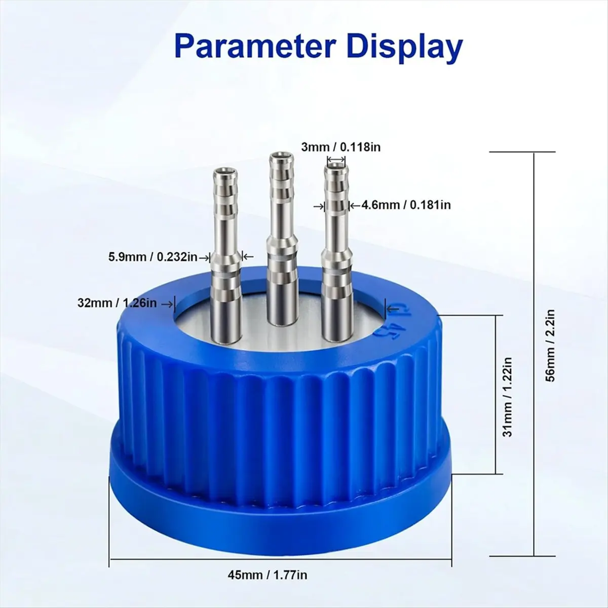 304 Stainless Steel GL45 Safety Feeding Cap, Small Size for Laboratory Use, 4-6mm Diameter 1 Port