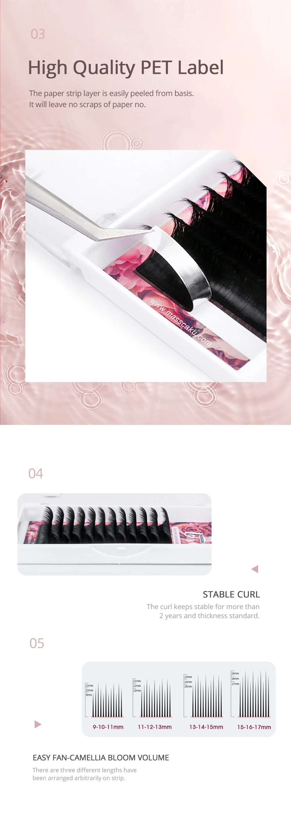 MASSCAKU Easy Fans Blühende Wimpern Autofloracion Blooming Individuelle Wimpernverlängerungen Individuelle Verpackung Wimpern Make-up Cilios – Detail 6