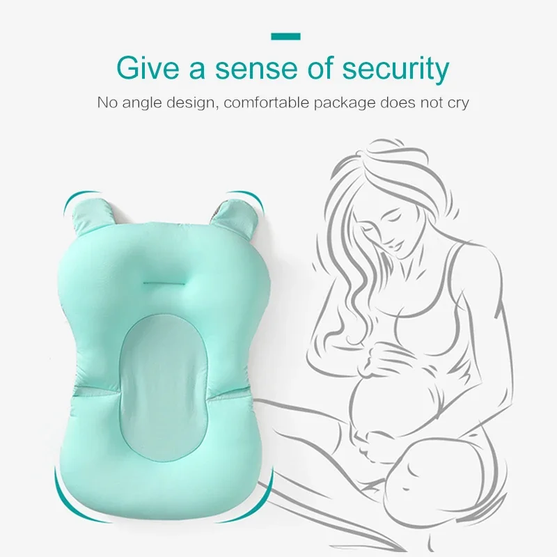 

Portable Baby Shower Bath Tub Pad Non-Slip Newborn Bathtub Mat Safety Nursing Foldable Support Comfort Body Cushion Mat Pillow