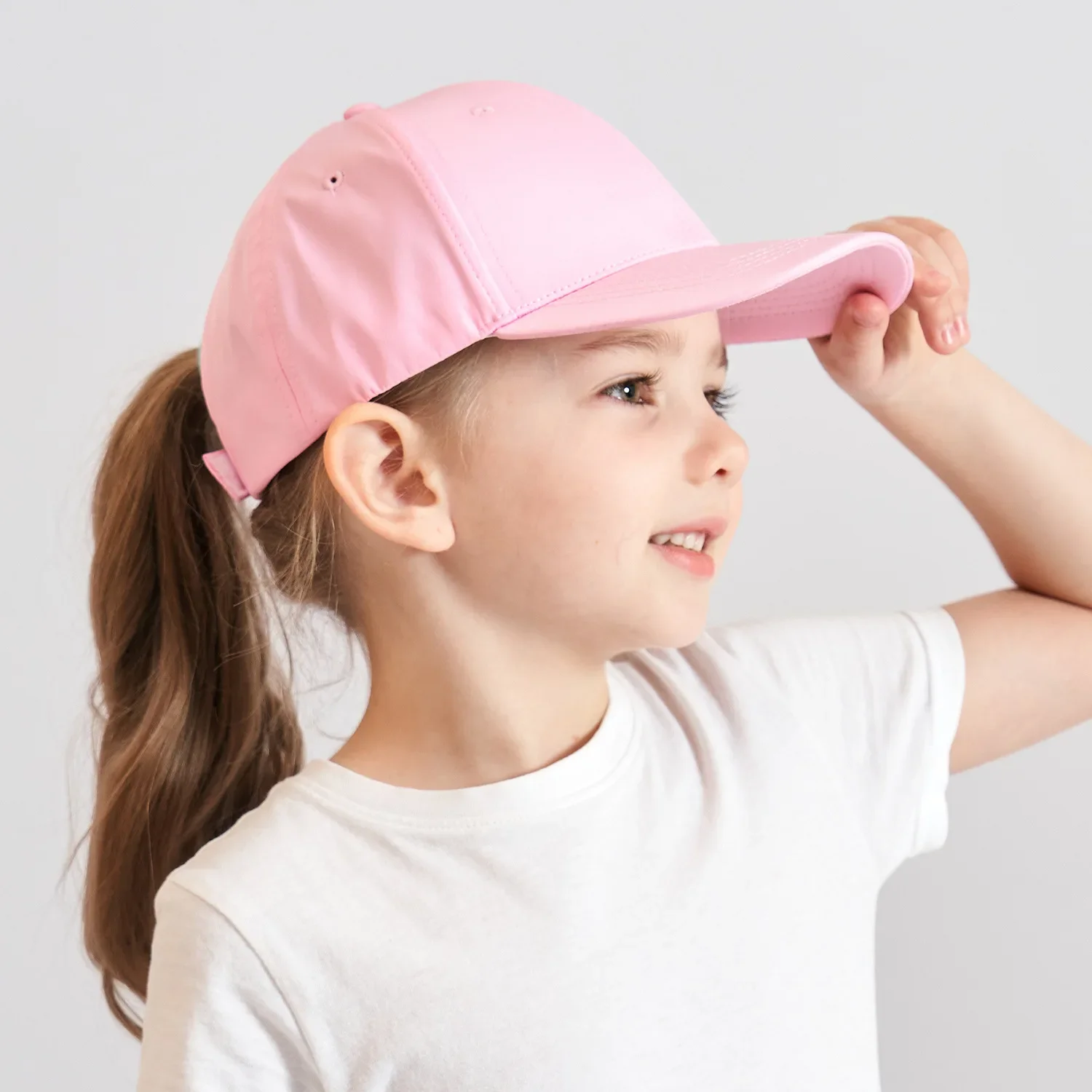 High Ponytail Hat for Girl Kids Sun Summer Baseball Cap for Girl Adjustable Solid Color Print Parent Child Bun Caps Mom Daughter