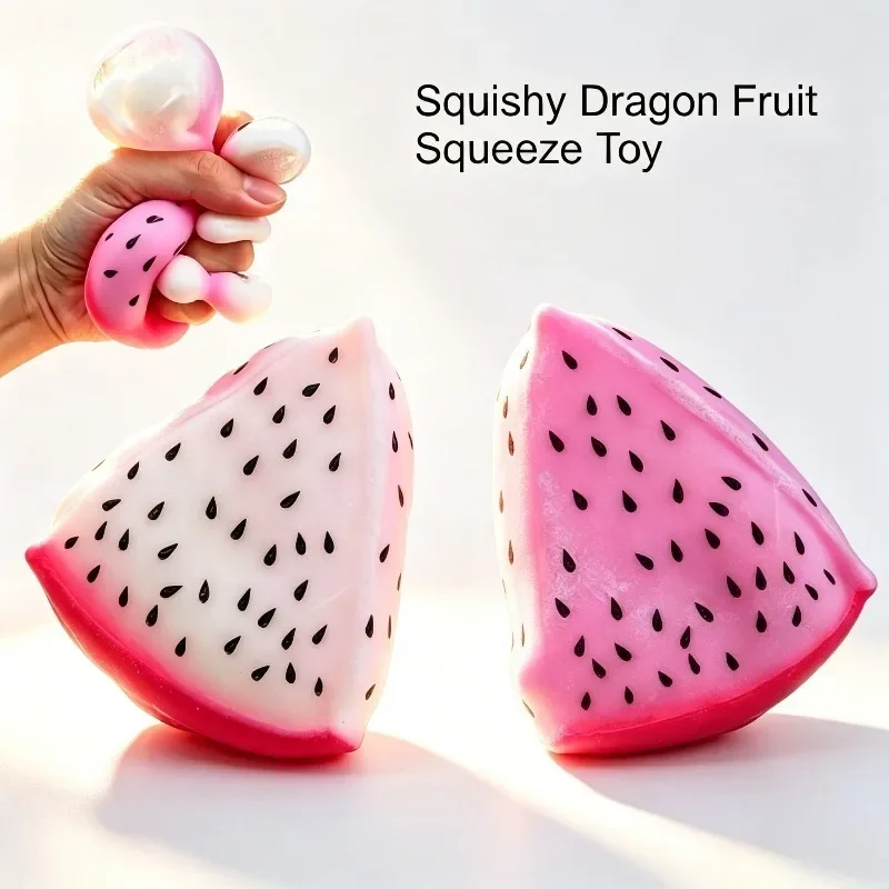 Simulated Color-changing Dragon Fruit Squishy Toy Fruit Hand Anti-stress Squeeze Ball Decompression Toys for Sensory Autism