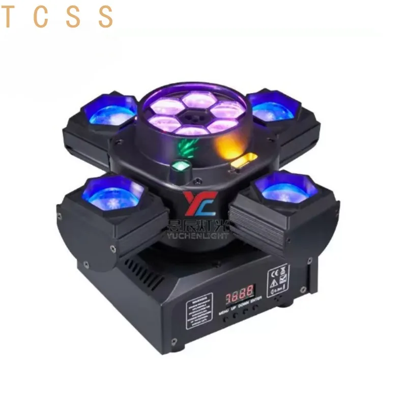 4-in-1 RGBW Bee Eye Moving Light 6 Arms Laser Strobe Sound Activated KTV DJ Disco Lamp