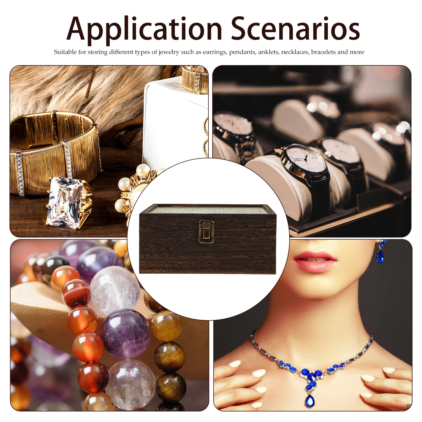 

Деревянная шкатулка для драгоценностей в стиле ретро, стеклянная крышка, органайзер для хранения, чехол для колец, ожерелий, серег, браслетов, винтажный дисплей для ювелирных изделий