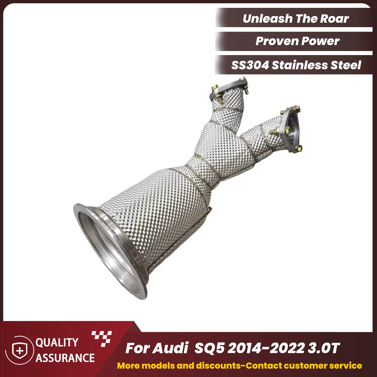 

ECCF SUS304 Stainless Steel Performance Downpipe with Heat Shield for Audi SQ5 2014-2022 3.0T
