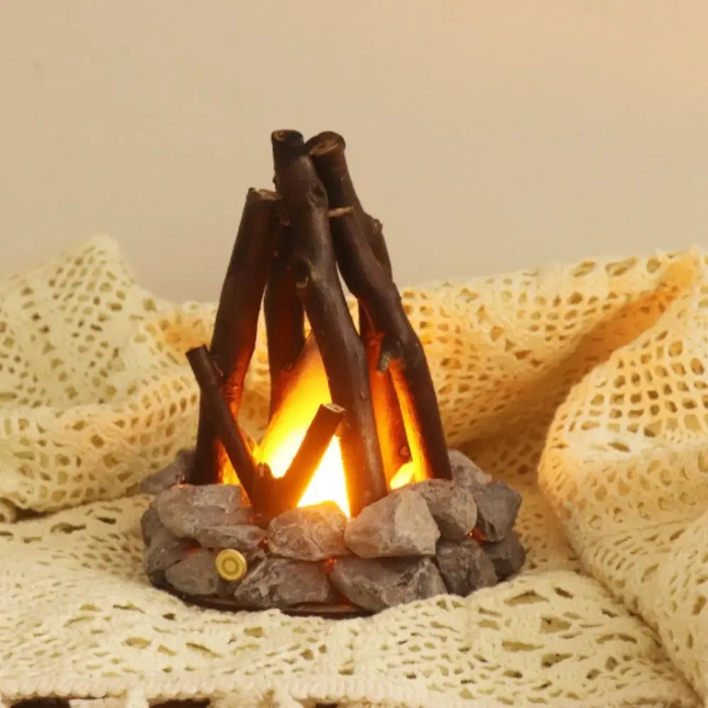 3D Flame Effect LED Bonfire Night Light Branch Shape Glowing Effect Three-dimensional Desktop Decoration Burning Simulation