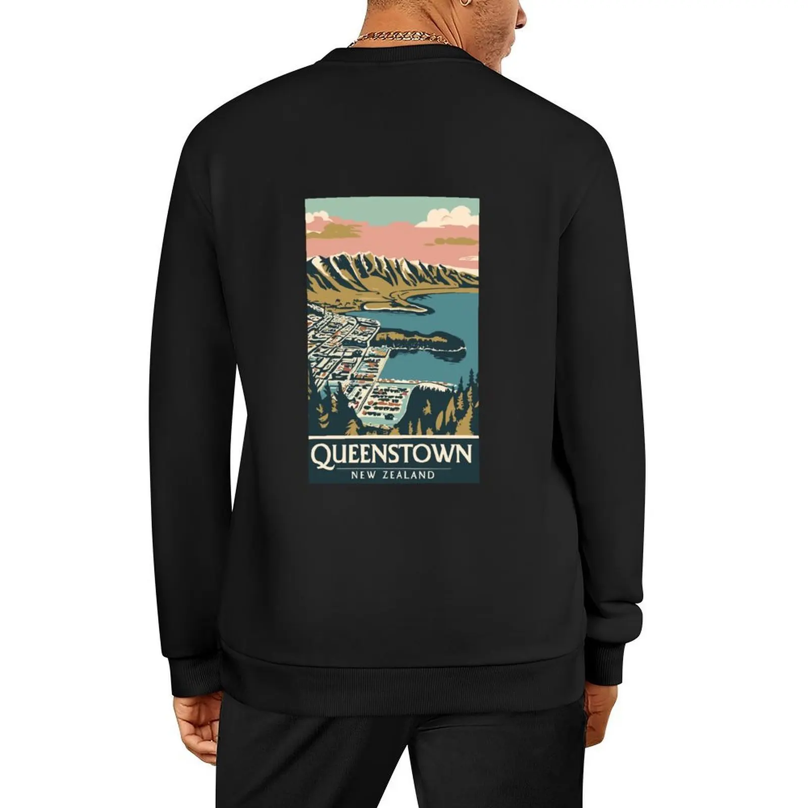 فن السفر العتيق من Queenstown - بلوفر نيوزيلندي ملابس أنيمي على الطراز الياباني ملابس رجالية بلوزة جديدة في بلوزات #1