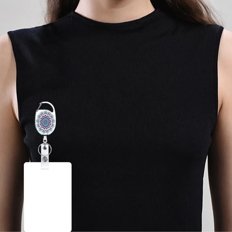 Star Sky Mandala Danemark ge Reel réinitialisation, ID Card Keyring, Corde Retractable Rib Keychain, Name Tag Holder, New